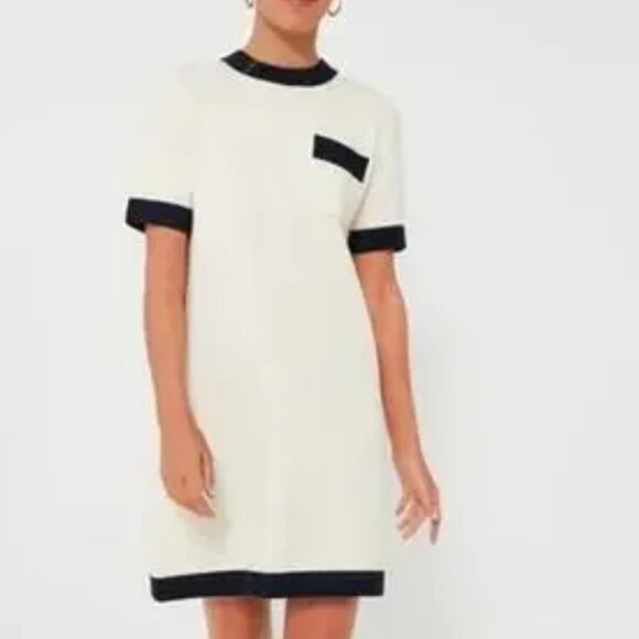 NWT Tuckernuck Merritt Knit Dress Cream/Navy, L - Picture 1 of 1
